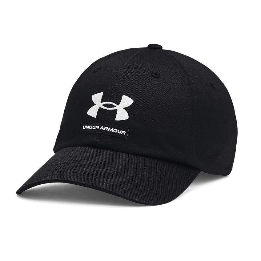Boné preto Under Armour Branded Hat unissex com logo branca bordada frontal